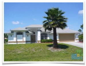 Florida Ferienhaus Paradise Cove in Lehigh Acres mit Blick auf die Hausfront